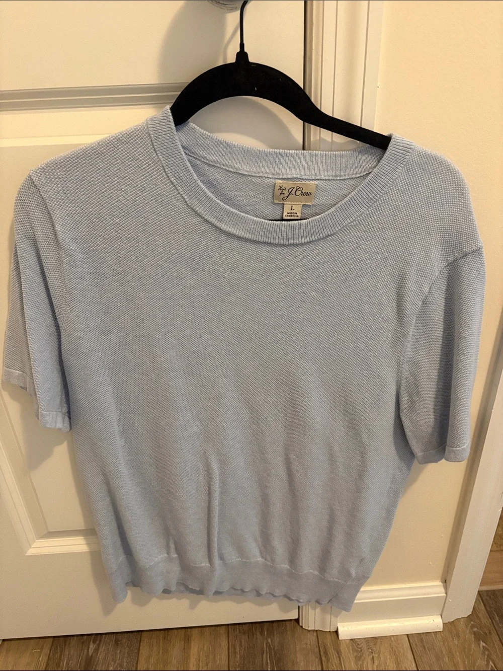 J. Crew Pale Blue Short Sleeve Knit Sweater